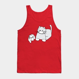 Corona Cat White Gloves Red Back Tank Top